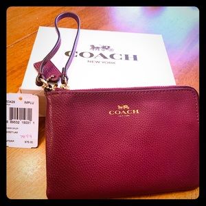 Coach Mulberry Leather Wristlet New